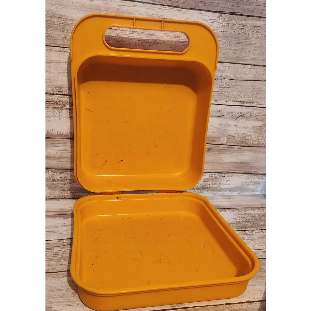 Vintage Tupperware Yellow Alphabet ABCs Stencil Case Lunch Box Storage Container